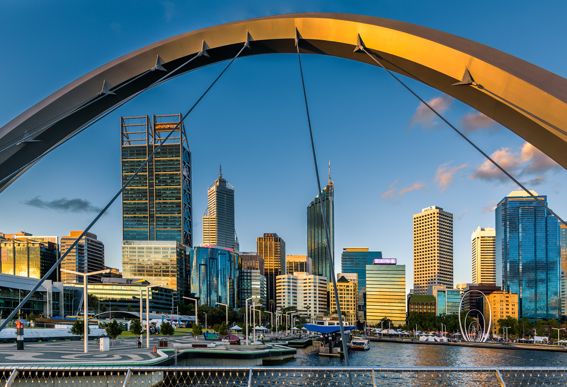 Perth Skyline from Cable-stayed pedestrian bridge