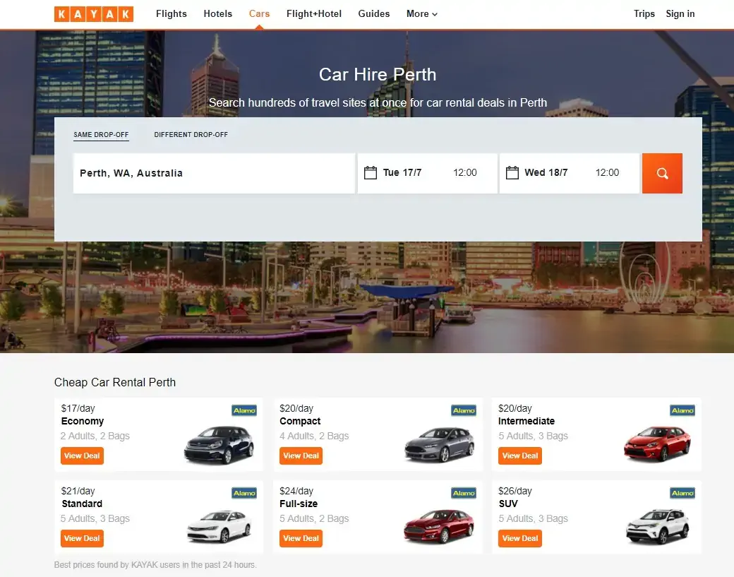 Hire a car in Perth on KAYAK