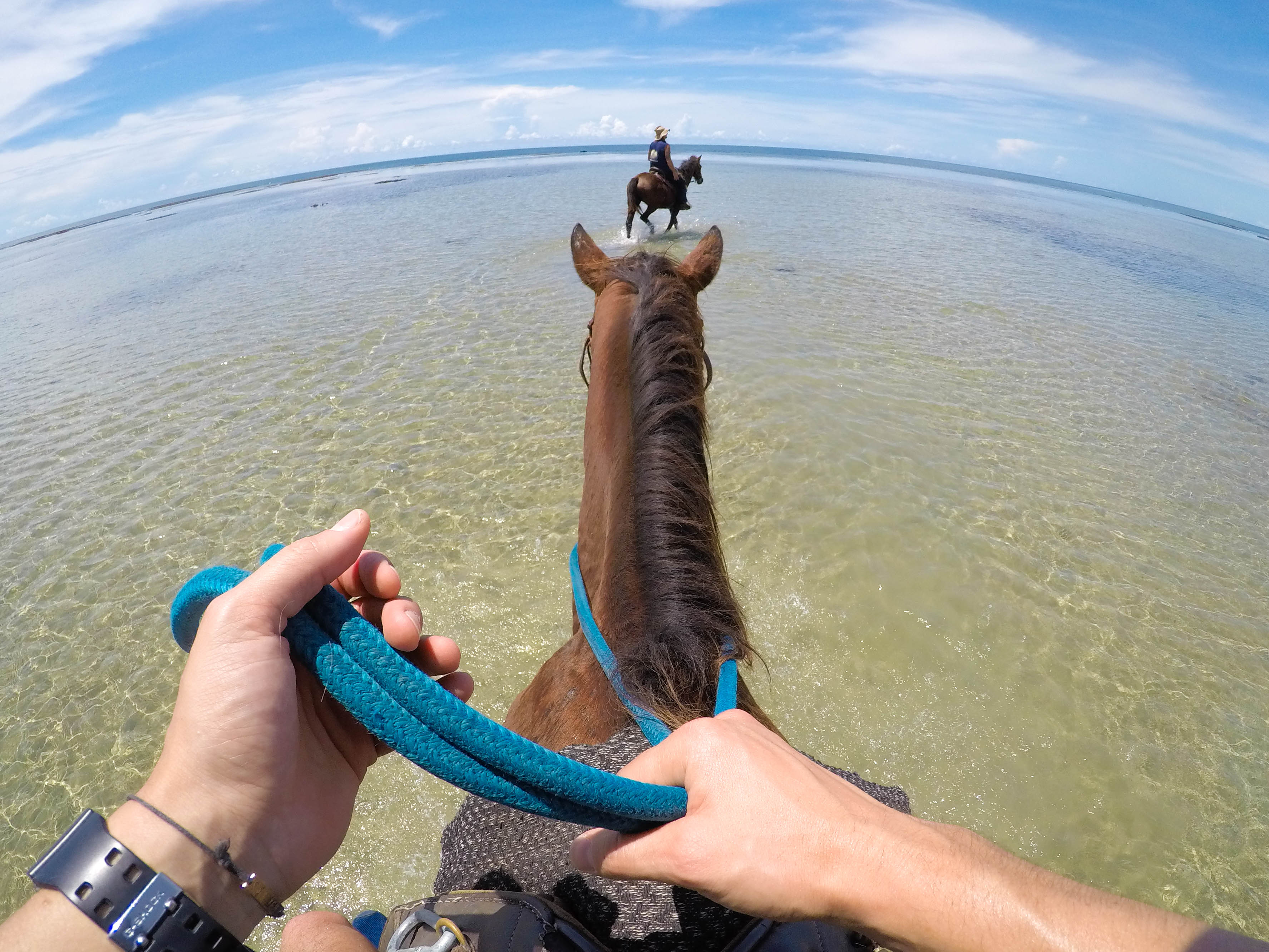 Riding along the beach