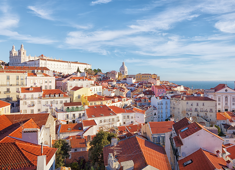 A city view of Lisbon in summer