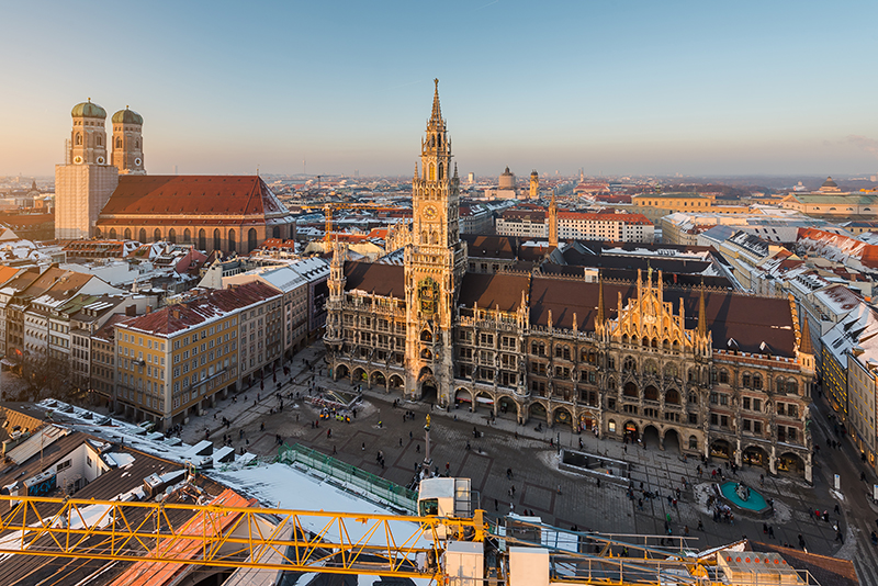 Frauenkirche aerial view, Munich, Germany 