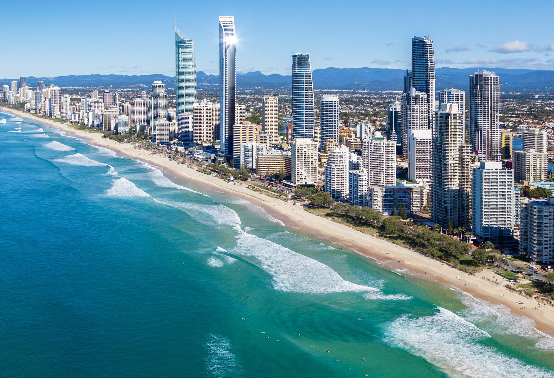 Sunny view of Gold Coast, Queensland, Australia