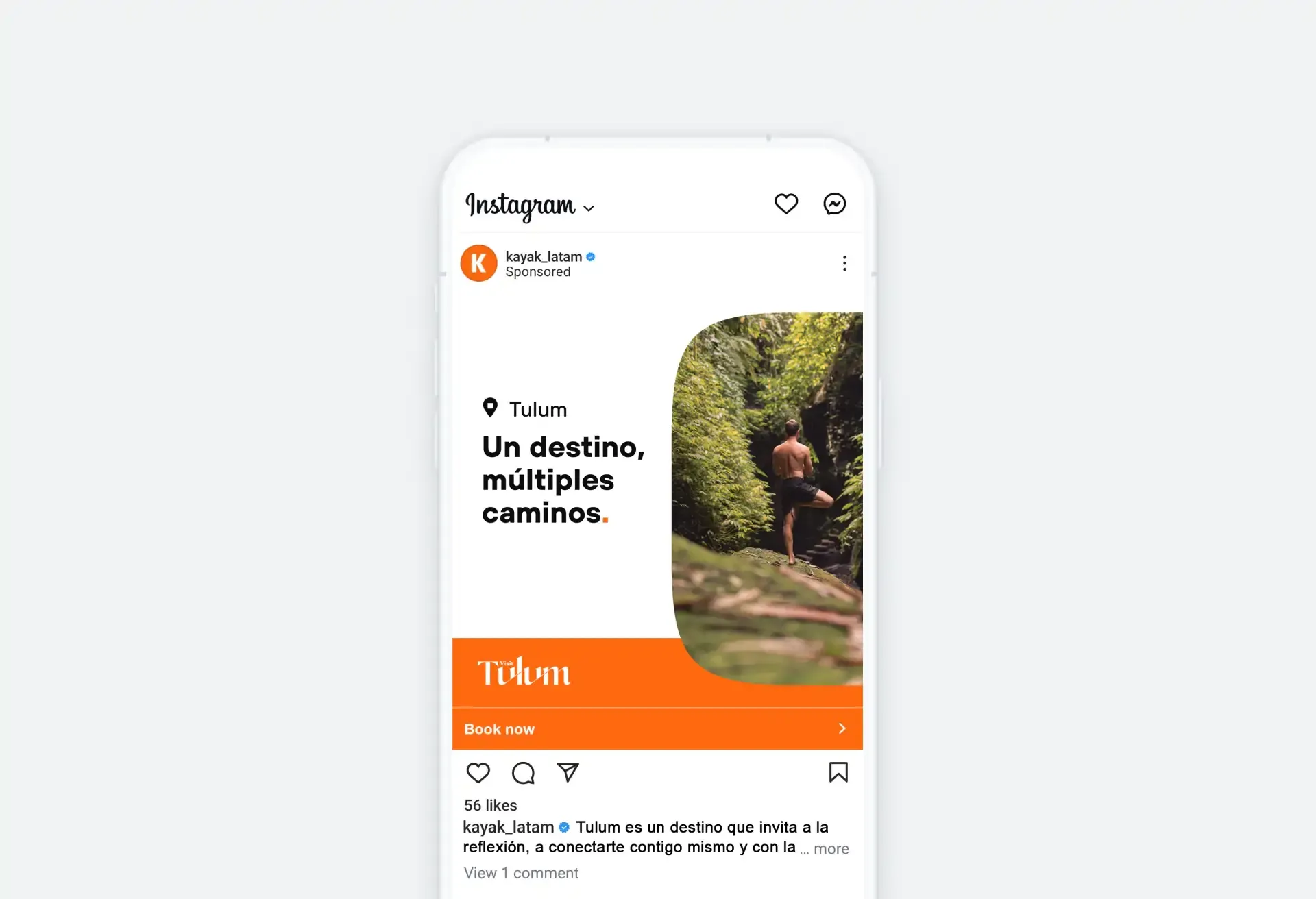 Instagram ad for Tulum with the message: 'One destination, many paths.