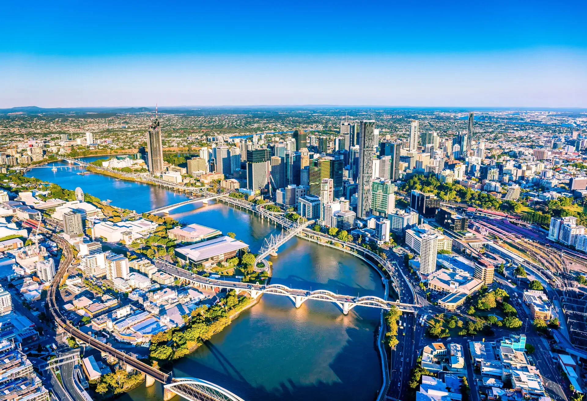 Magnificence of Brisbane City, Aerial View From Helicopter.; Shutterstock ID 655853023; Purpose: australia; Brand (KAYAK, Momondo, Any): both